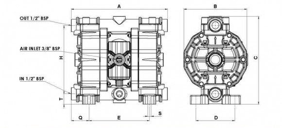Schematic diagram of the PF100 food diaphragm pump Schematic diagram of the PF100 food diaphragm pump